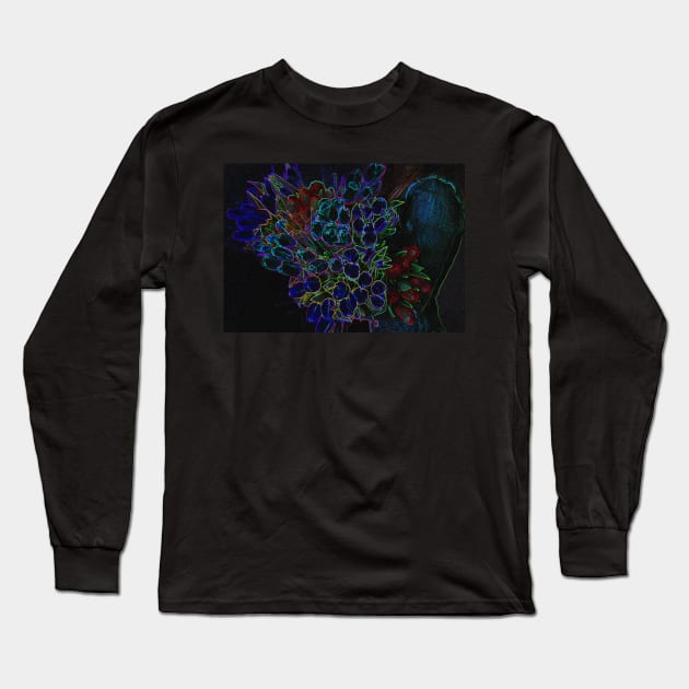 Black Panther Art - Flower Bouquet with Glowing Edges 11 Long Sleeve T-Shirt by The Black Panther